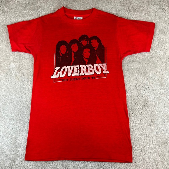 Hanes Other - Vintage Hanes Loverboy T-Shirt Mens Small Red 1982 Get Lucky Tour Rock Tee USA